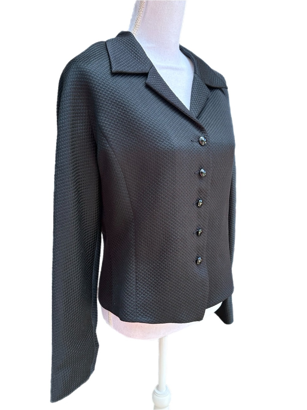 Tom and Linda Platt Women's Textured Black Button-Front Blazer Jacket